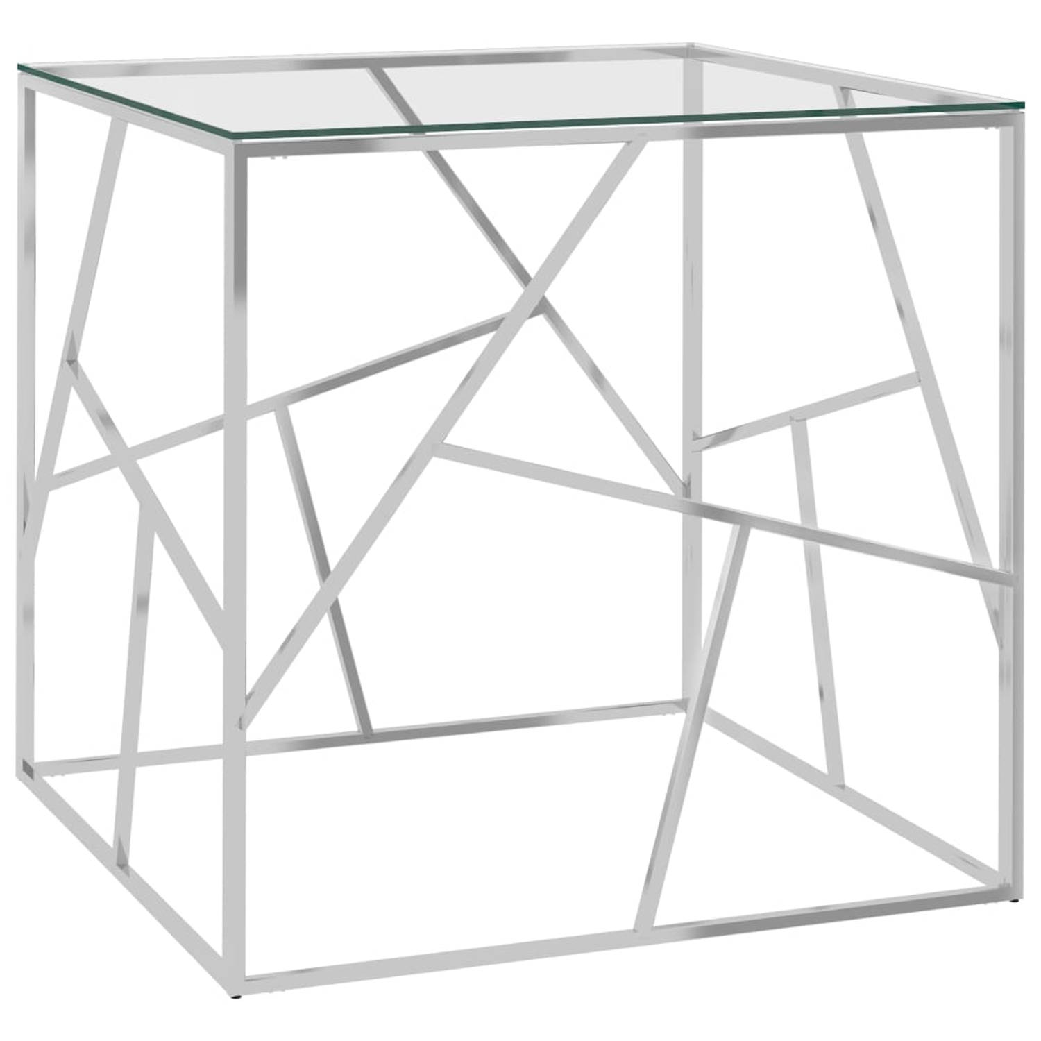 Vidaxl Salontafel 55x55x55 Cm Roestvrij Staal En Glas Zilverkleurig - Silver