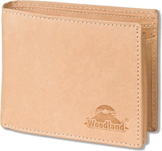 Woodland Heren Portemonnee Leer Billfold - Rfid Anti Skim - - Beige