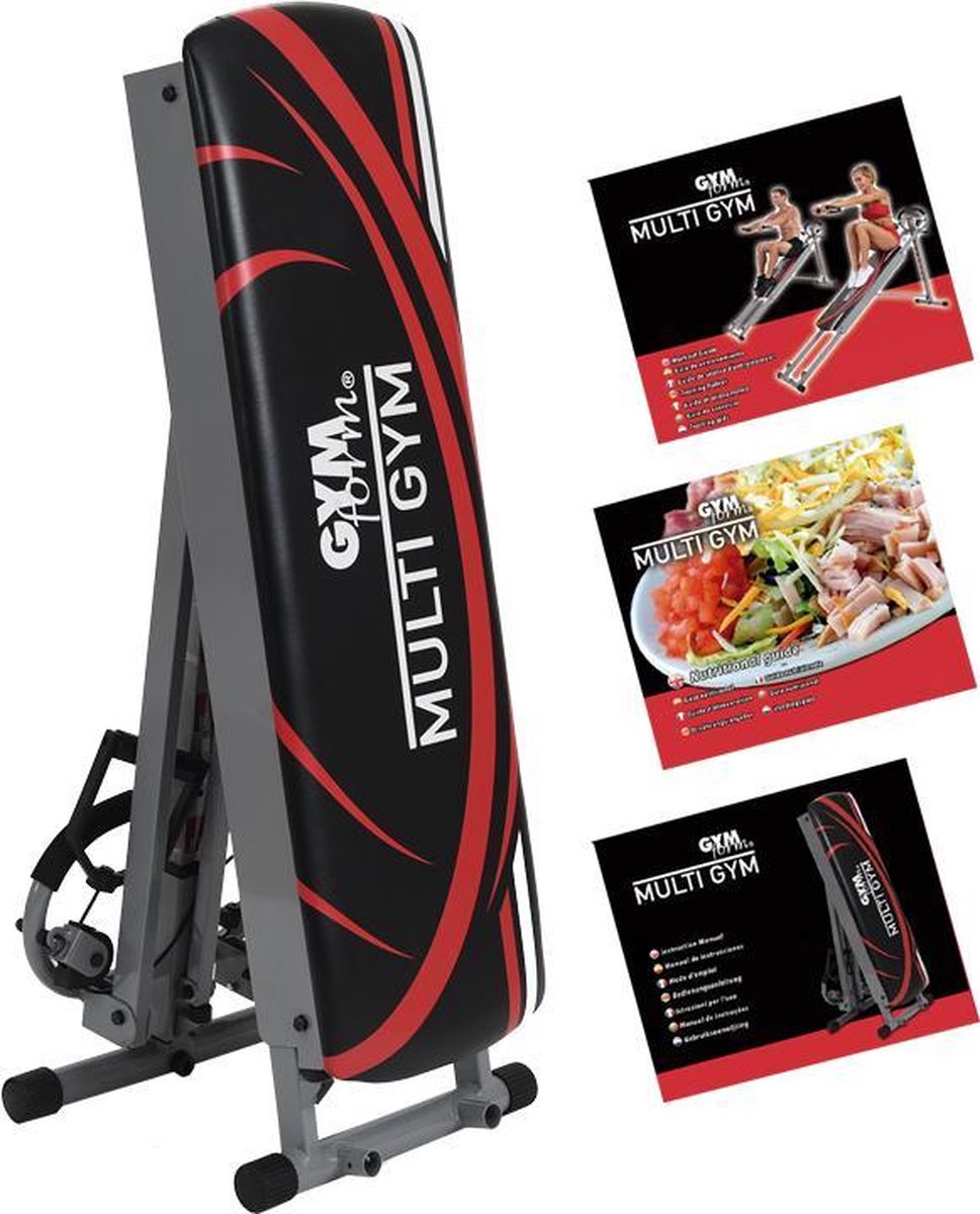 JML Gymform Multi Gym - Full Body - Fitnessbank - Met Kabels - Verstelbaar En Opklapbaar - 9 Weerstandsniveaus - Rood