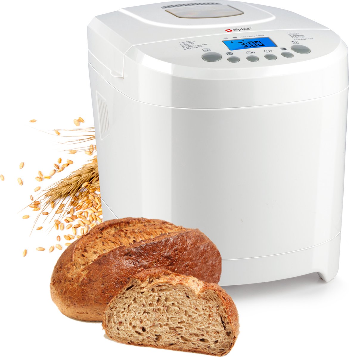 Alpina Broodbakmachine - Kleine Tot Grote Broden - Timer - 12 Bakprogramma&apos;s - Ook Voor Cake, Jam En Ketchup - 600w