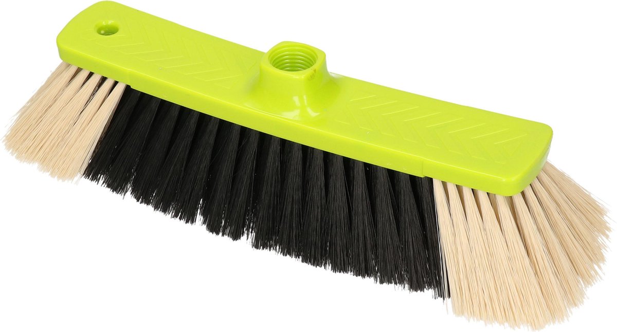 Kunststof Binnenbezem Synthetisch Inclusief Metalen Telescoopsteel Zwart 130 Cm - Bezem - Groen