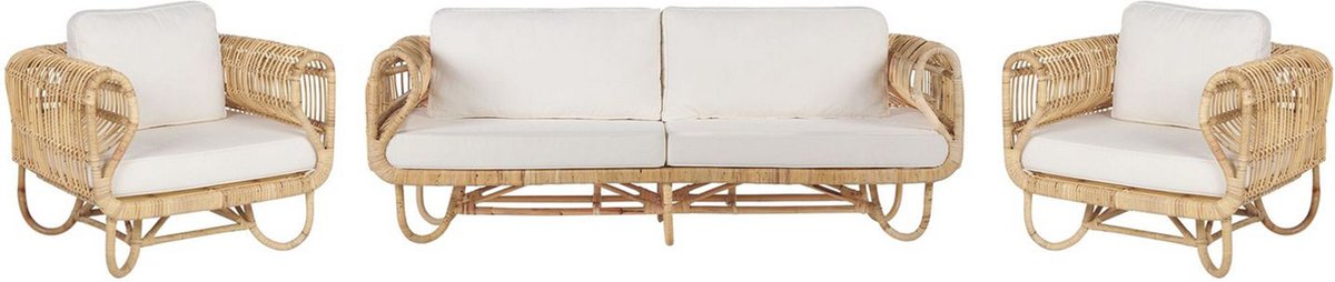 Beliani Dolcedo - Loungeset-natuurlijk-rotan - Beige