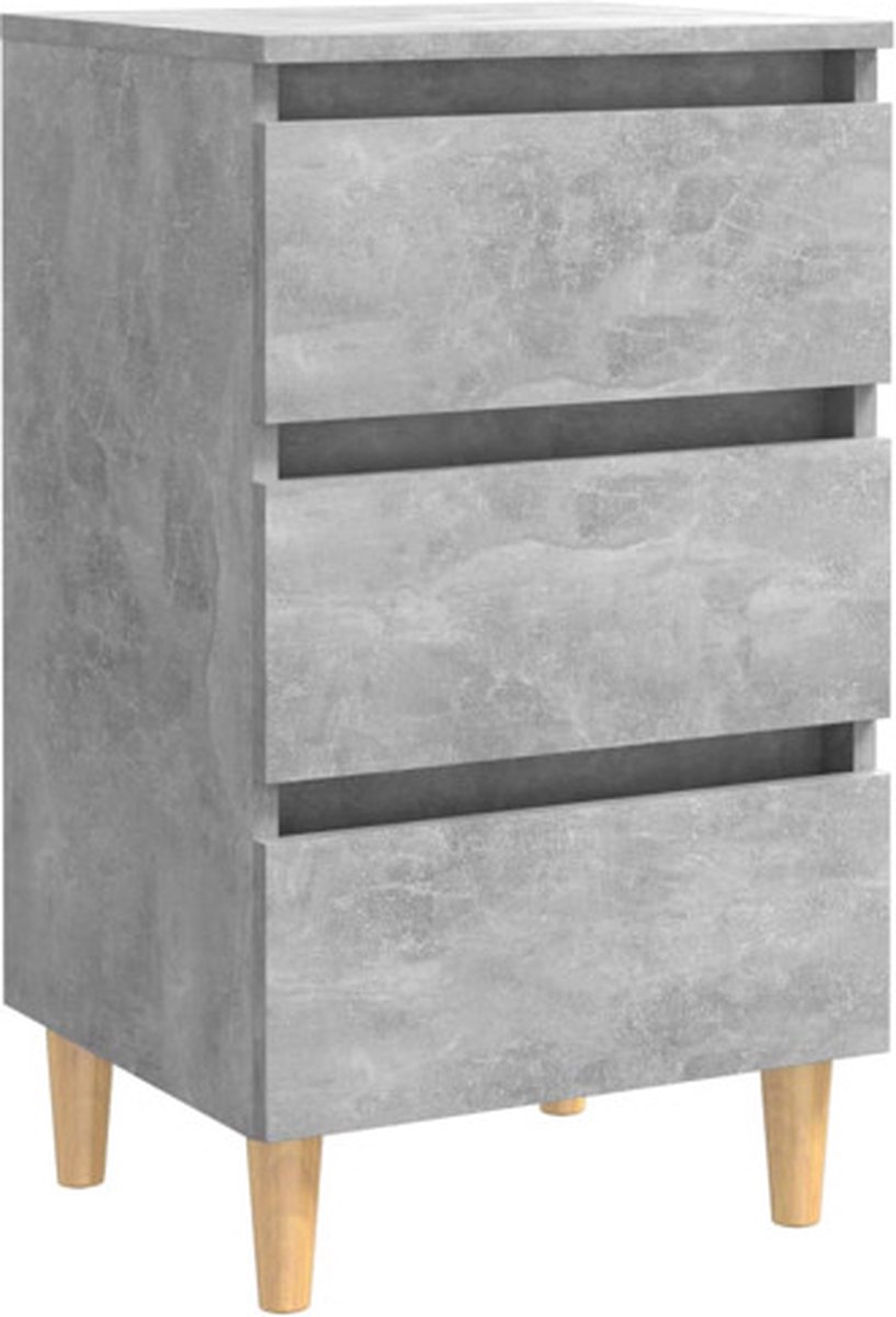 Vidaxl Nachtkastje Met Massief Houten Poten 40x35x69 Cm Beton - Gris