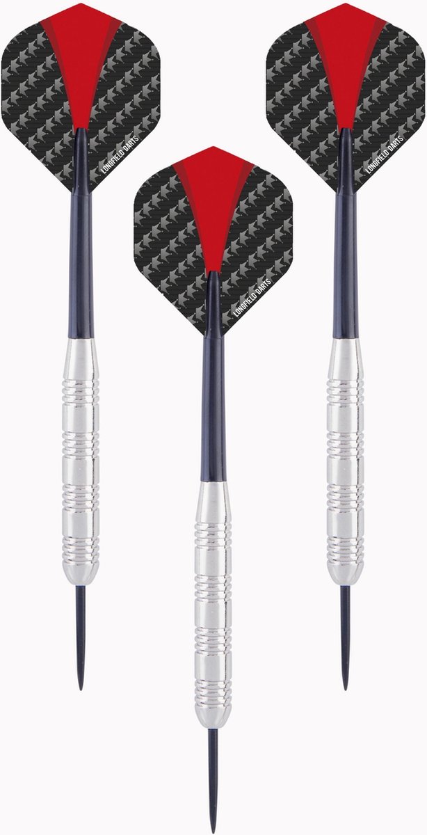 Longfield Games 1x Set Van 3 Dartpijlen Longfield Darts Nickel Silver 21 Grams - Dartpijlen - Rood