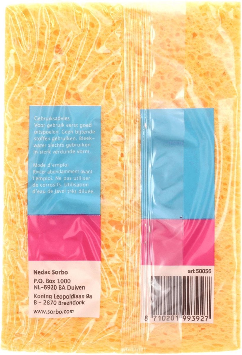 Sorbo 1x Viscose Sponzen/schoonmaaksponzen 14 Cm - Sponzen - Geel