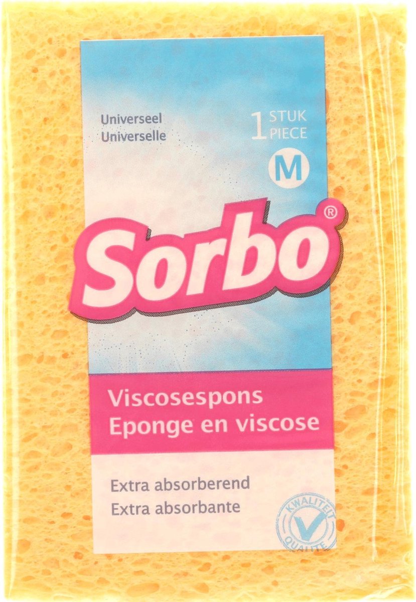 Sorbo 1x Viscose Sponzen/schoonmaaksponzen 14 Cm - Sponzen - Geel