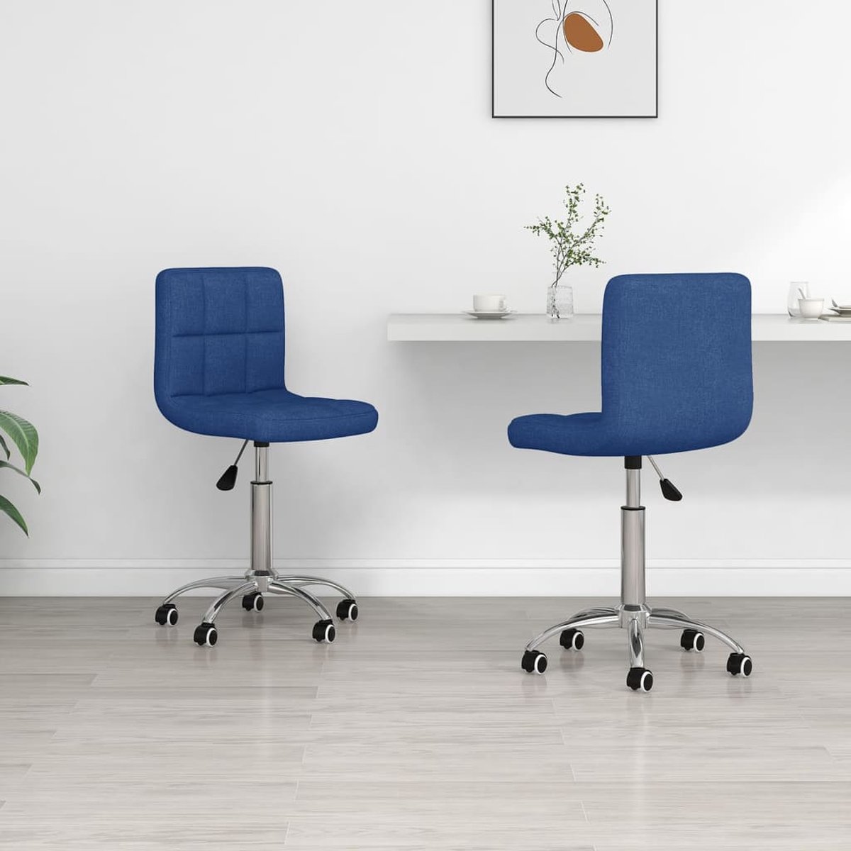 Vidaxl Eetkamerstoelen Draaibaar 2 St Stof - Blauw