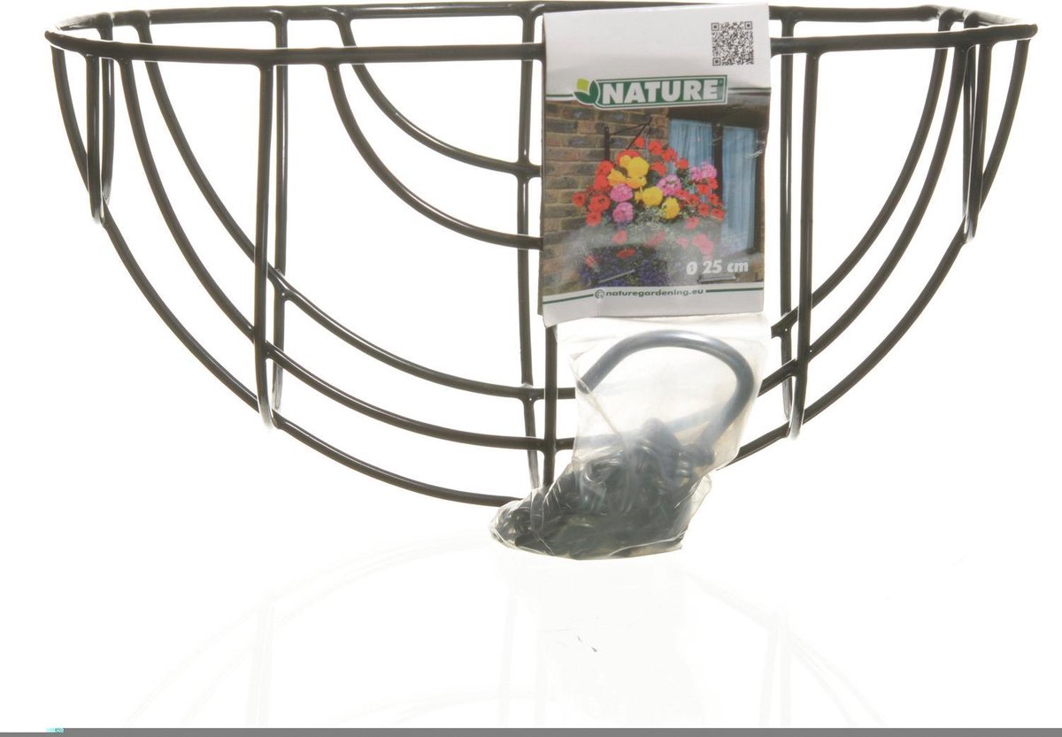 Nature Hanging Basket / Plantenbak Donker Met Ketting 15.5 X 35 X 35 Cm - Metaaldraad - Hangende Bloem - Plantenbakken - Groen