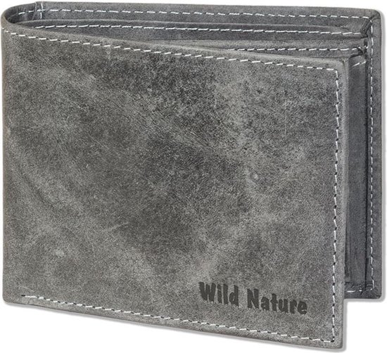 Wild Nature Leren Vintage Heren Billfold Portemonnee - Grijs