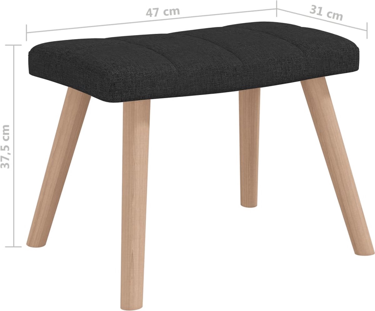 Vidaxl Schommelstoel Met Voetenbank Stof - Zwart