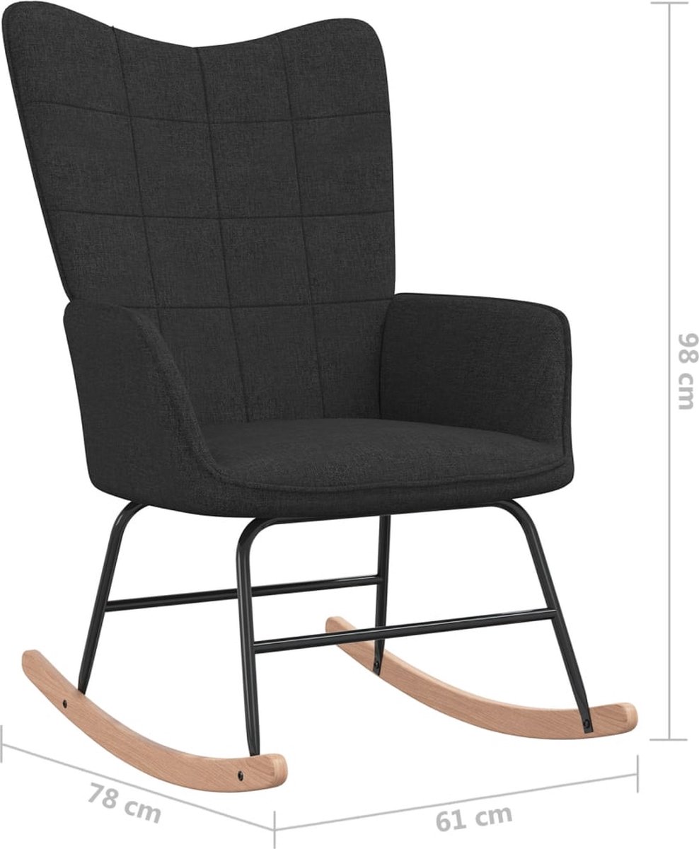 Vidaxl Schommelstoel Met Voetenbank Stof - Zwart