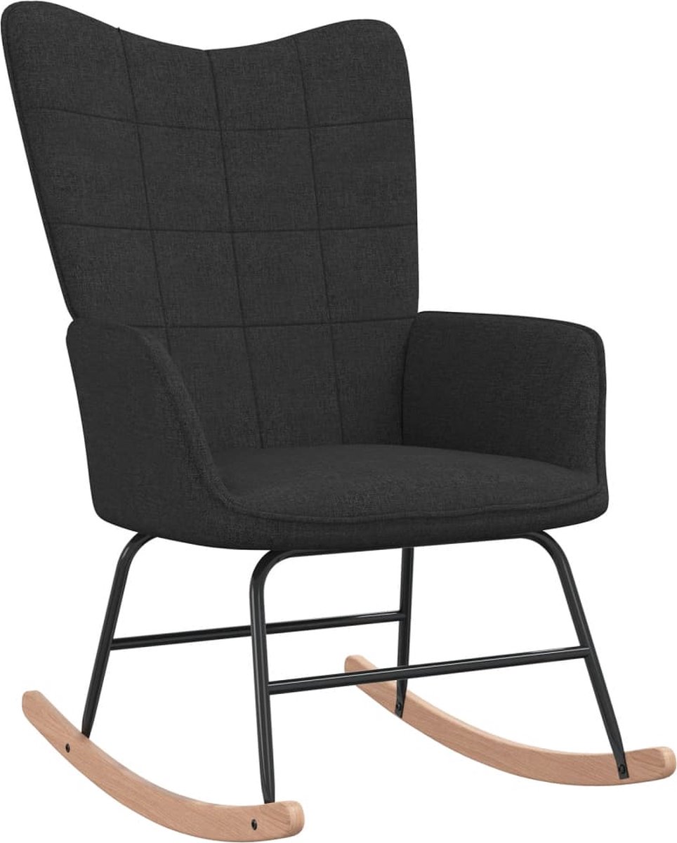 Vidaxl Schommelstoel Met Voetenbank Stof - Zwart