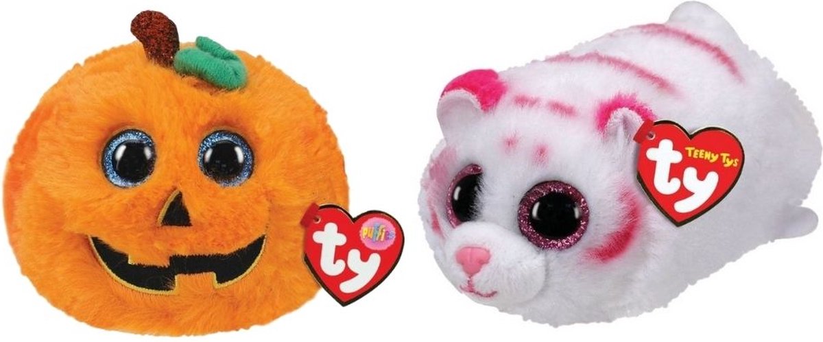 ty - Knuffel - Teeny Puffies - Halloween Pumpkin & Tabor Tiger