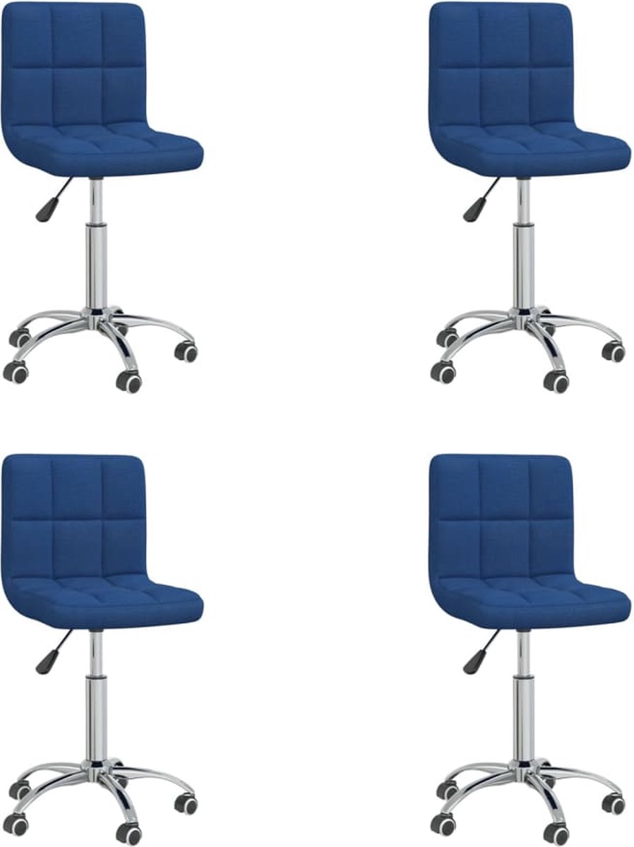 Vidaxl Eetkamerstoelen Draaibaar 4 St Stof - Blauw