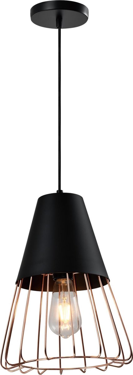 Quvio Hanglamp Langwerpig Zwart Met Rosegoud Frame - Quv5179l-black - Roze