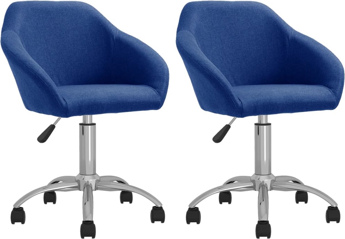 Vidaxl Eetkamerstoelen Draaibaar 2 St Stof - Blauw