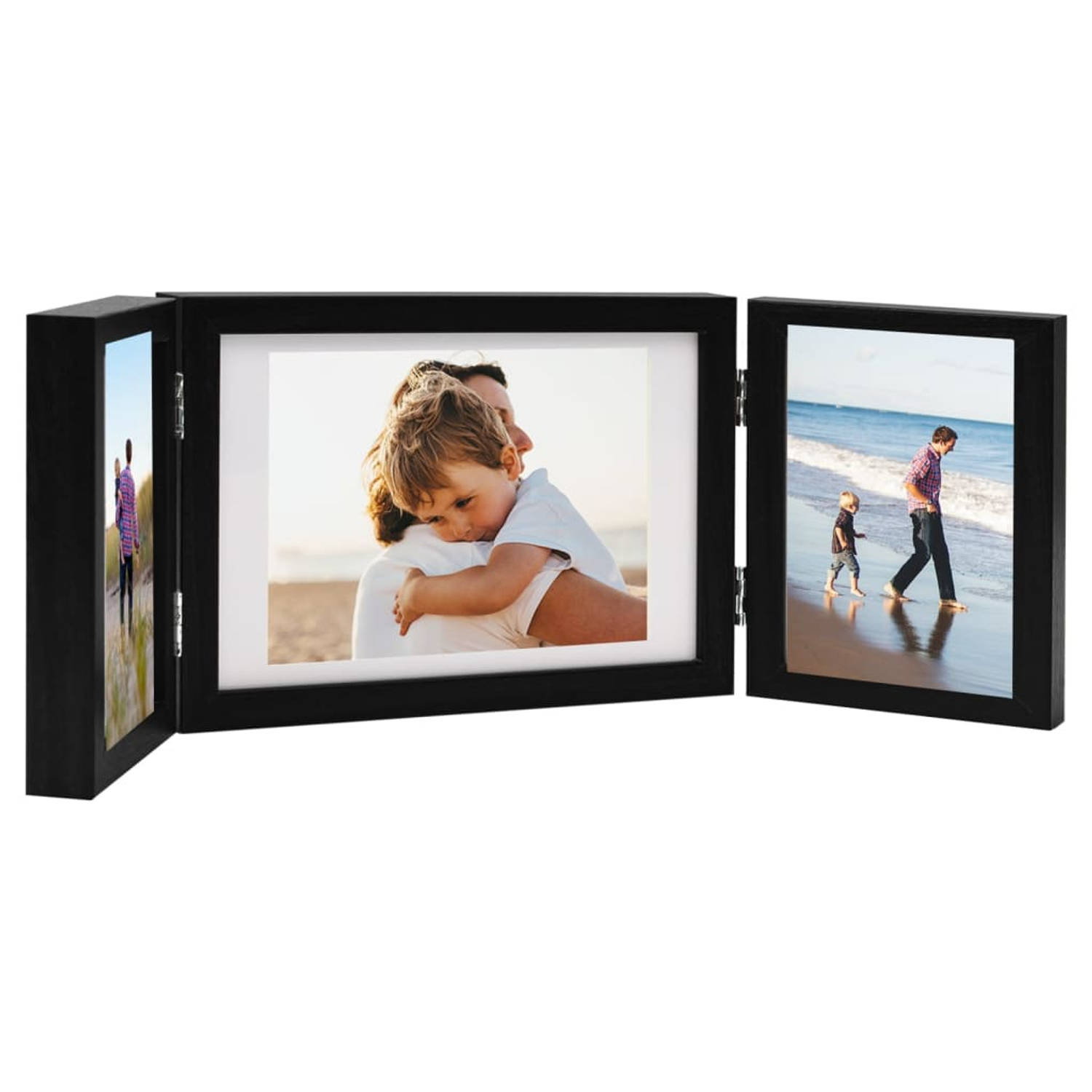 Vidaxl Fotolijst Drieluik 28x18 Cm+2x(13x18 Cm) - Negro