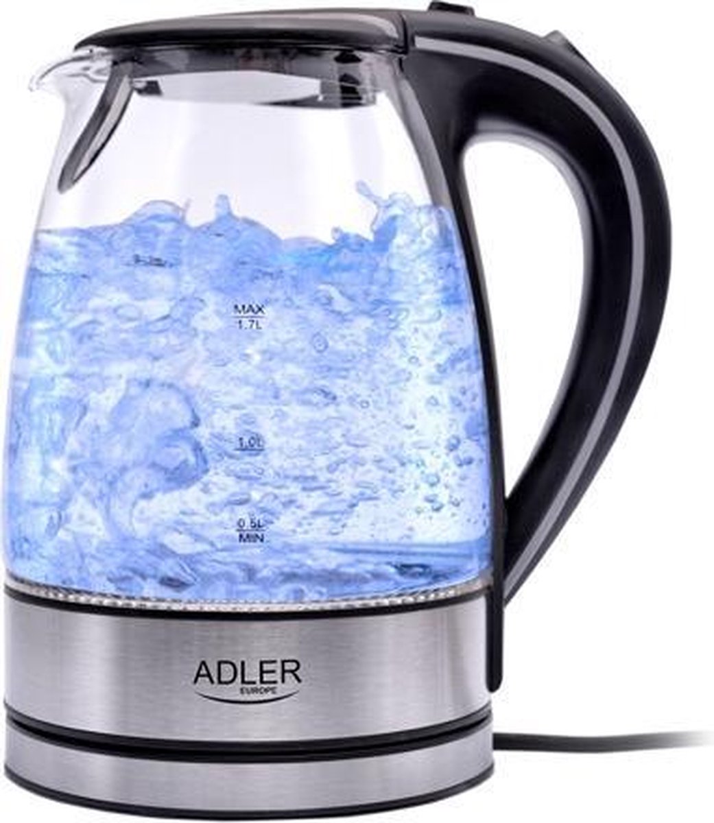 Adler Top Choice - Waterkoker Met Led Verlichting - 1,7 Liter - Zwart
