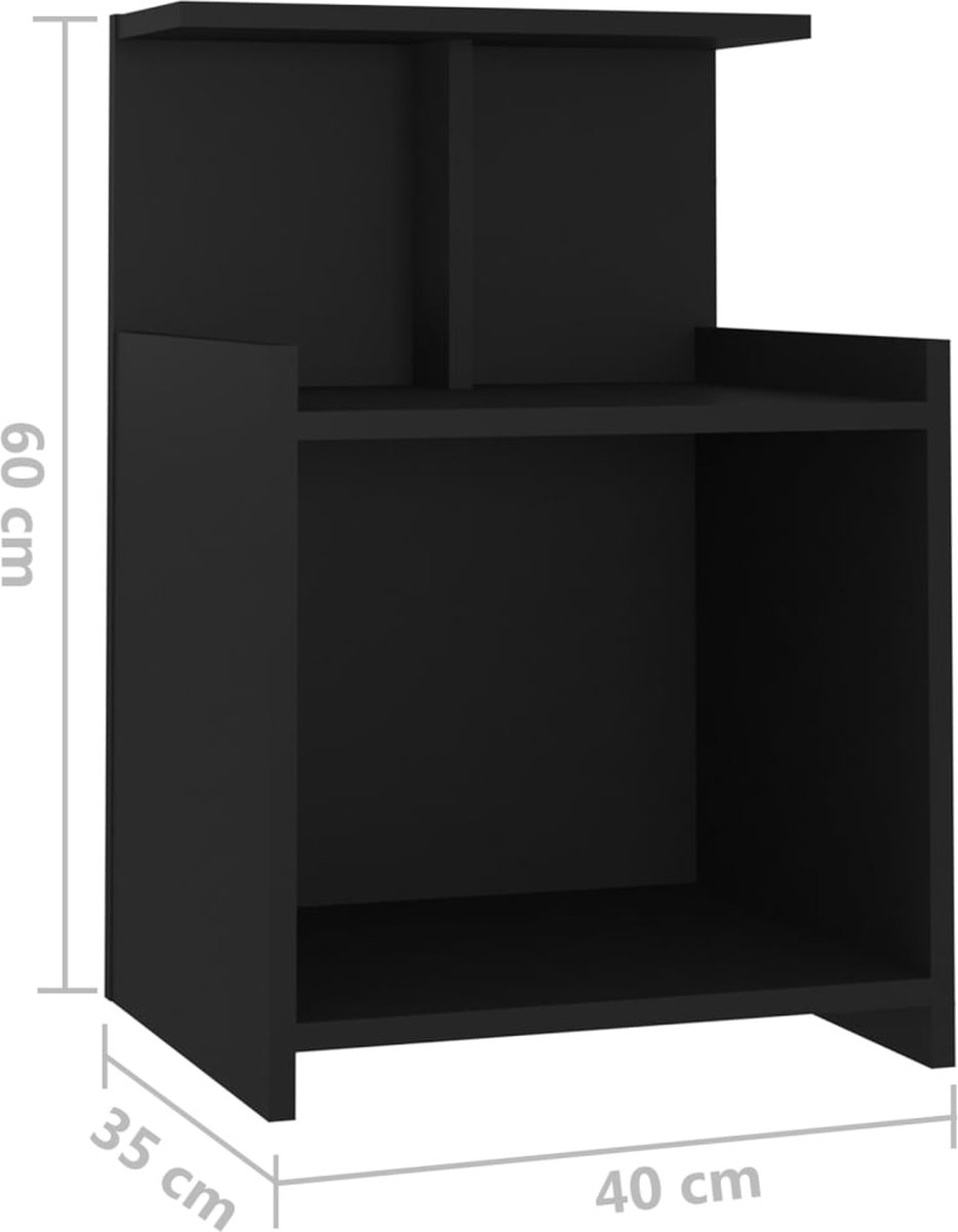 Vidaxl Nachtkastjes 2 St 40x35x60 Cm Spaanplaat - Zwart
