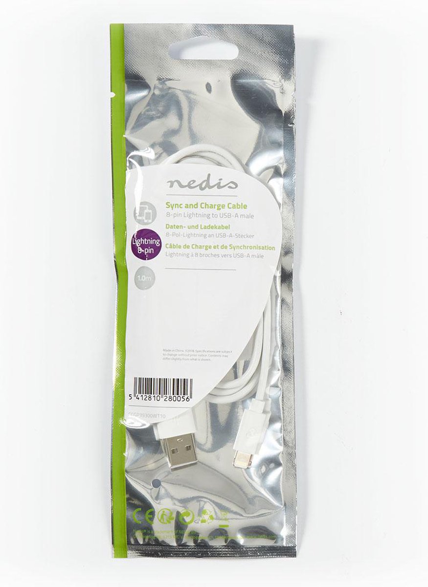 Nedis Lightning Kabel - Ccgp39300wt10