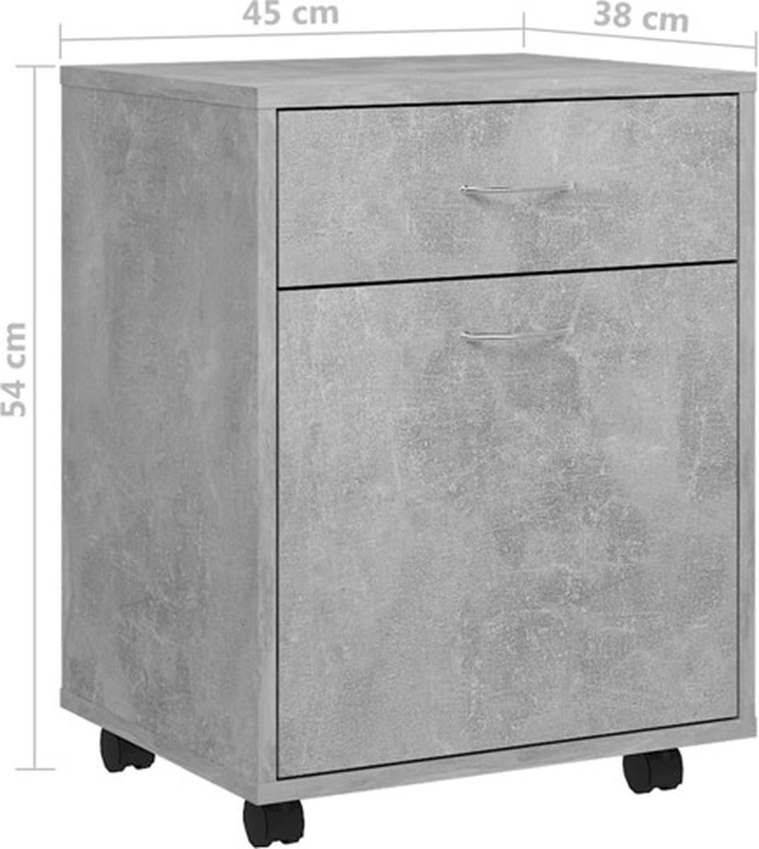 Vidaxl Kast Verrijdbaar 45x38x54 Cm Spaanplaat Beton - Grijs