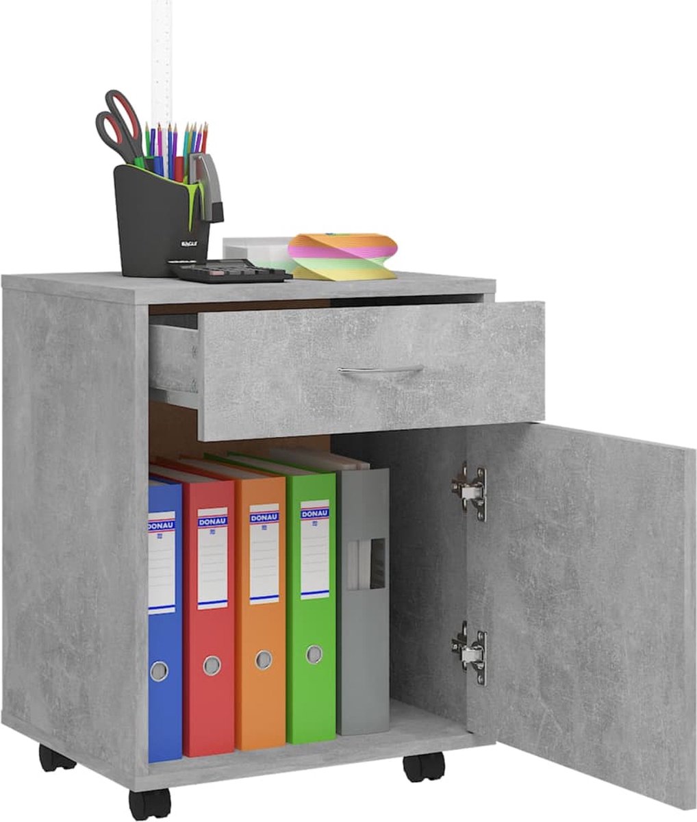 Vidaxl Kast Verrijdbaar 45x38x54 Cm Spaanplaat Beton - Grijs