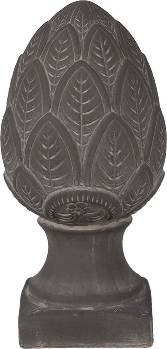 Clayre & Eef Decoratie Beeld Dennenappel Ø 13*26 Cm Steen Decoratief Figuur Decoratieve Accessoires - Grijs