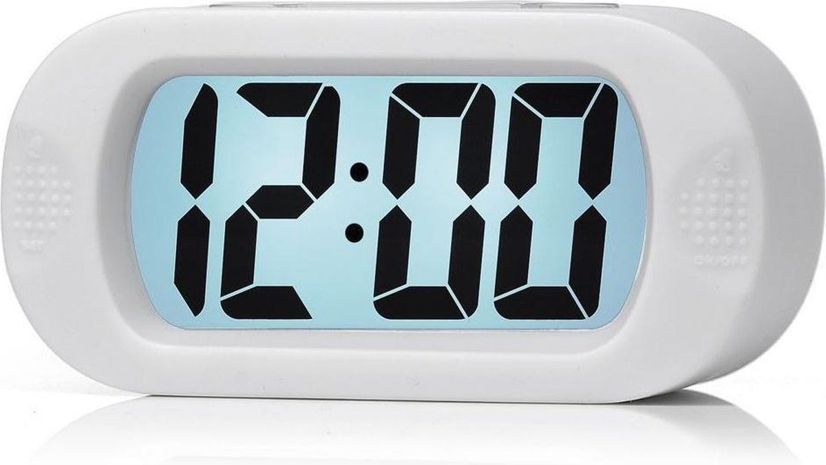 JAP Ap17 Digitale Wekker - Stevige Alarmklok - Met Snooze En Verlichtingsfunctie - Beschermhoes Van Rubber - - Wit