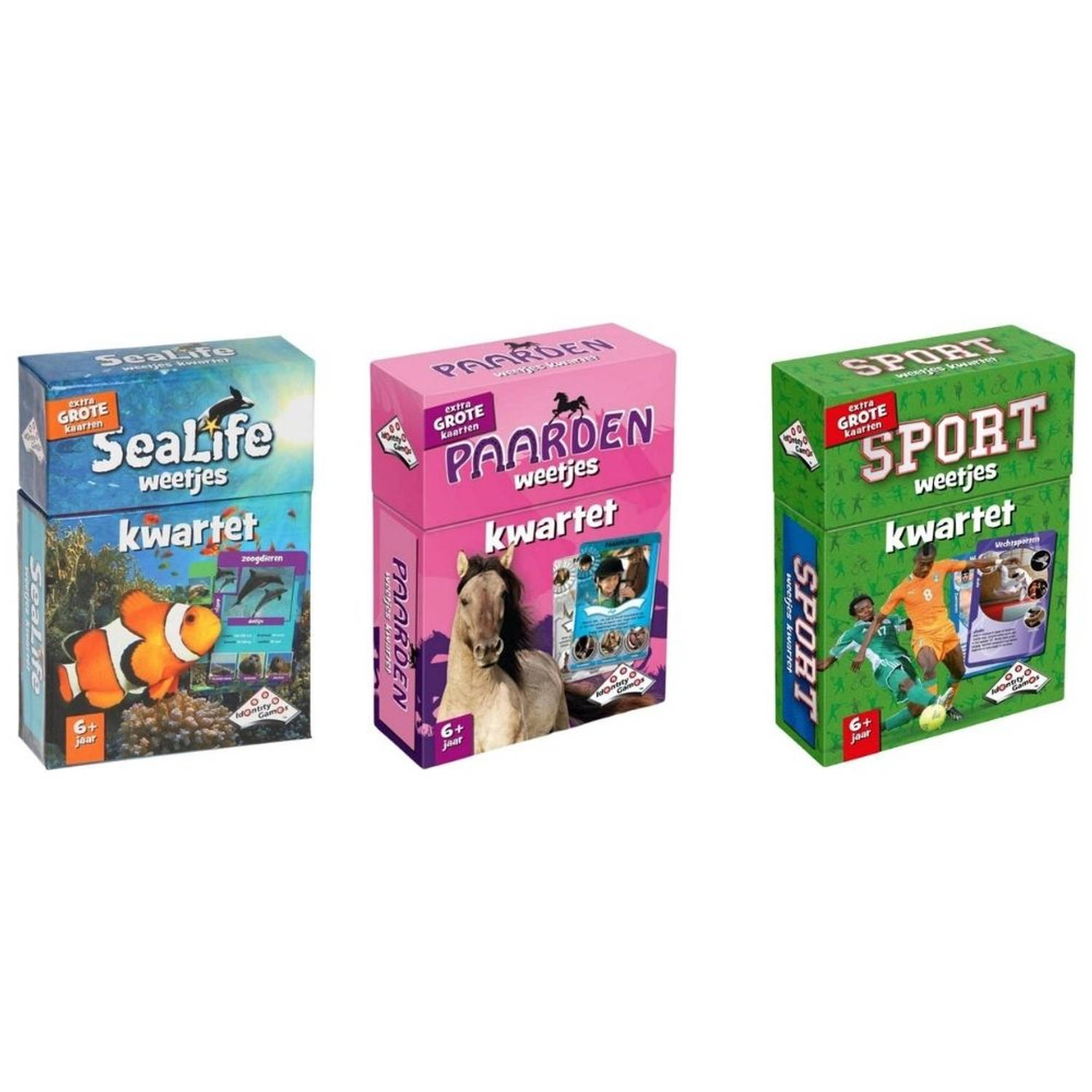 Identity Games Spellenbundel - Kwartet - 3 Stuks - Sealife Kwartet & Paarden Kwartet & Sport Weetjes Kwartet