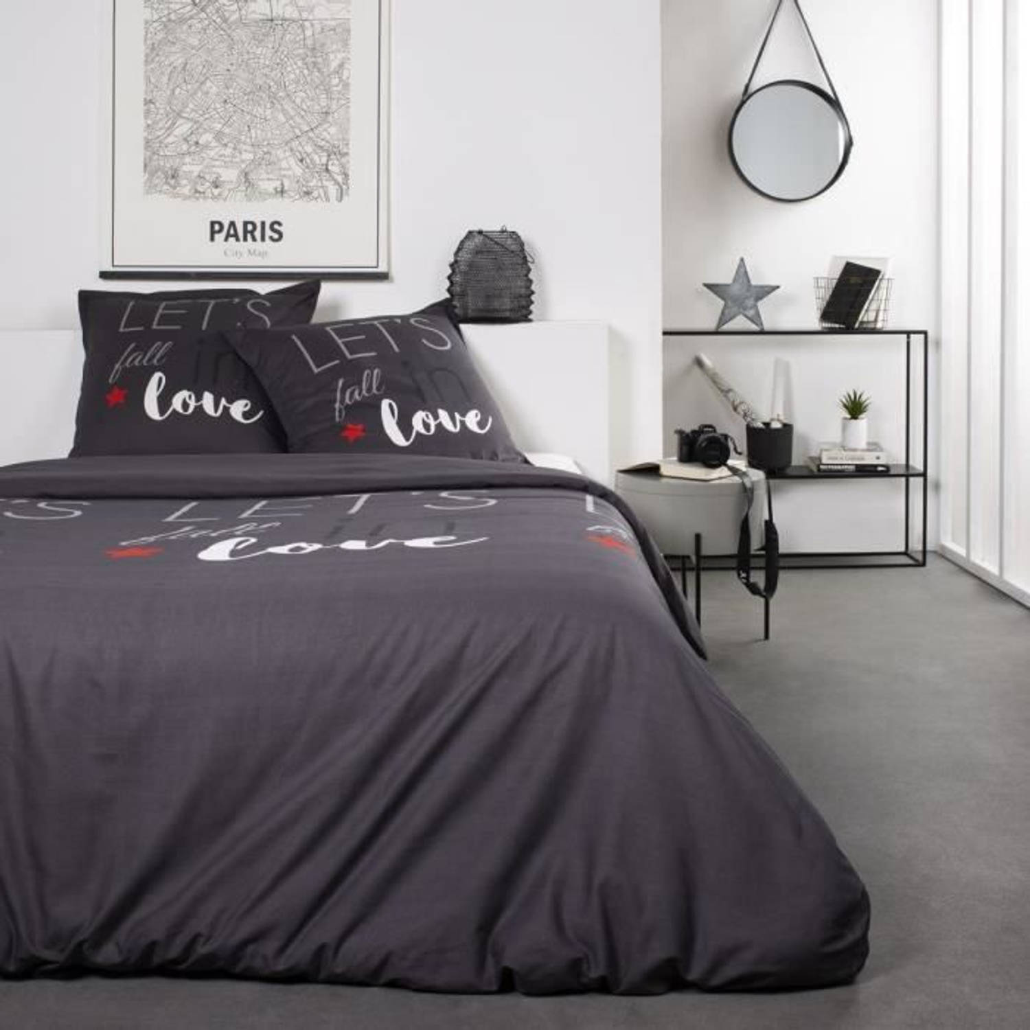 Today Katoenen 2-persoons Bedset - 220x240 Cm - Love Grey Print