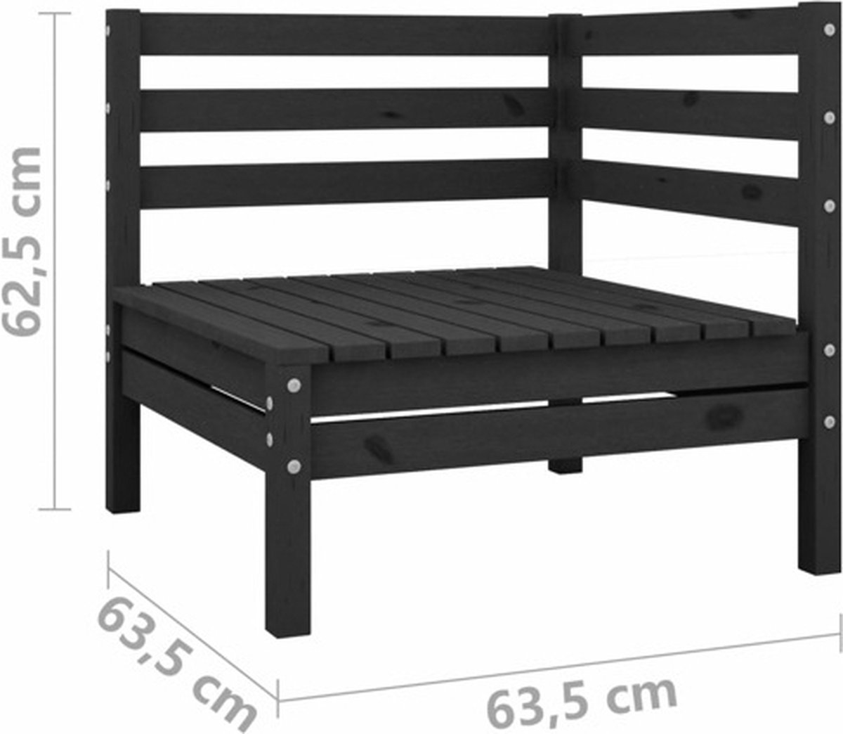 Vidaxl Tuinbank 2-zits Massief Grenenhout - Zwart
