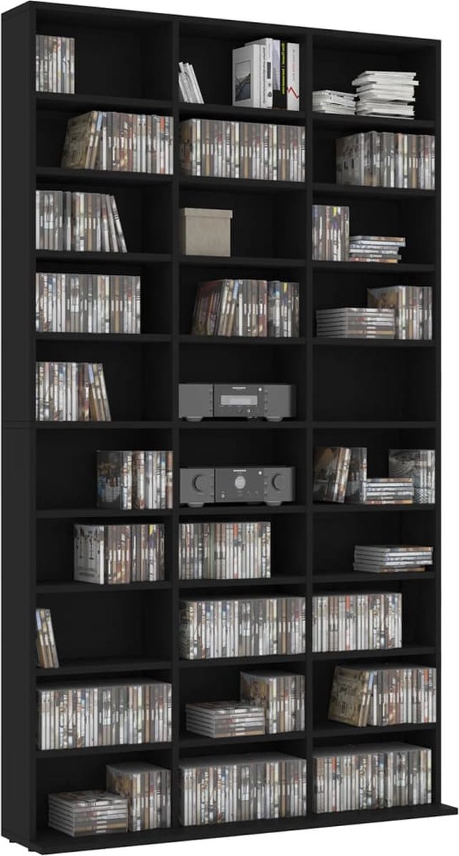 Vidaxl Cd-kast 102x23x177,5 Cm Spaanplaat - Zwart