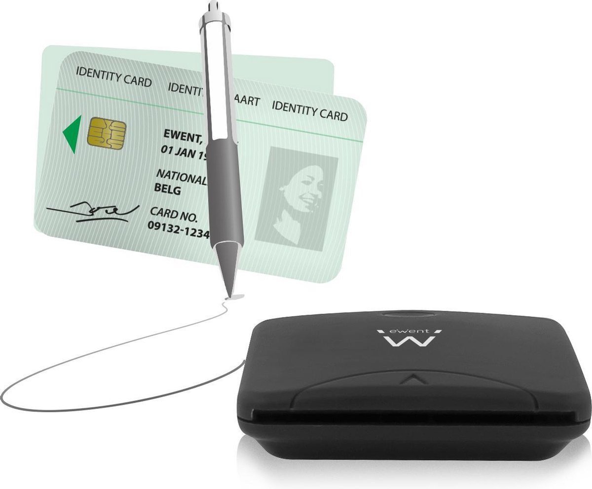Ewent Externe USB 2.0 Smartcard eID Kaartlezer - Zwart