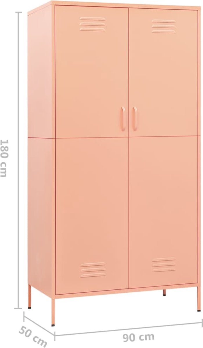 Vidaxl Kledingkast 90x50x180 Cm Staal - Roze