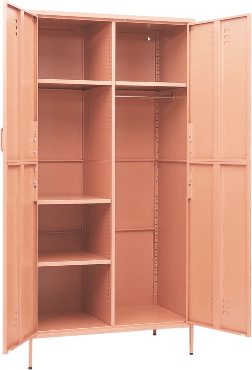 Vidaxl Kledingkast 90x50x180 Cm Staal - Roze