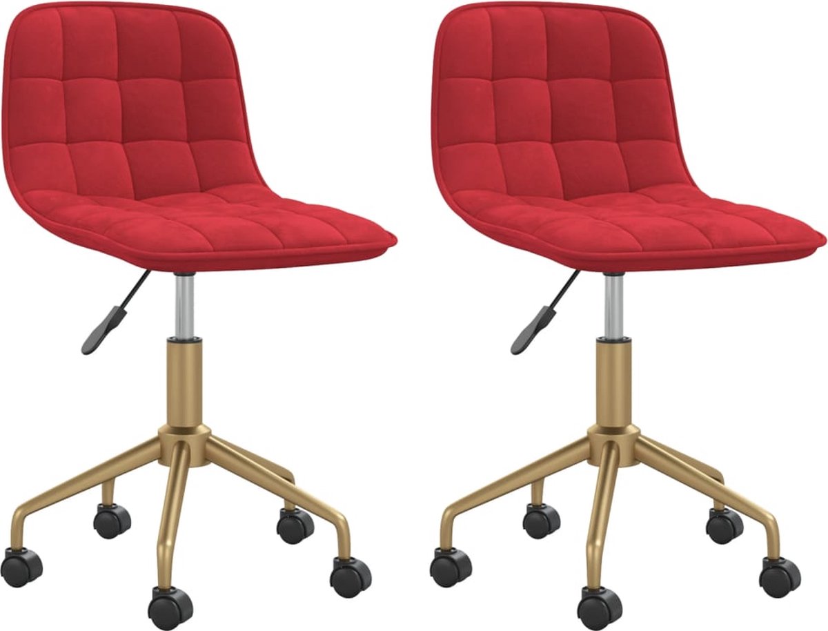 Vidaxl Eetkamerstoelen Draaibaar 2 St Fluweel Wijn - Rood