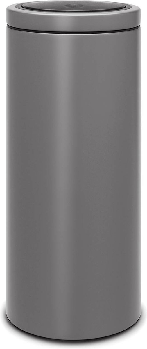 Brabantia Touch Bin Flat Top Afvalemmer 30 Liter Met Kunststof Binnenemmer - Mineral Concrete Grey - Grijs