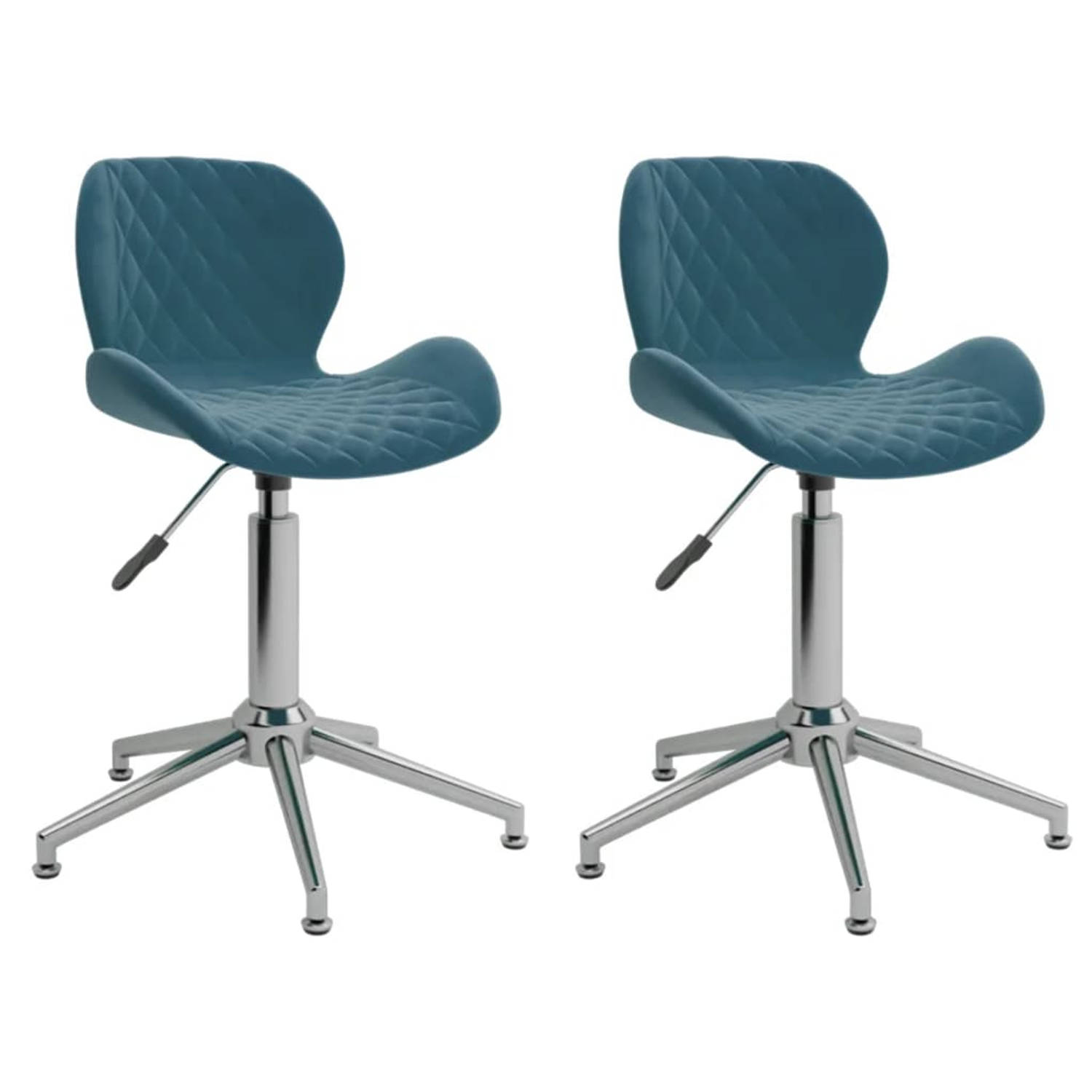 Vidaxl Eetkamerstoelen Draaibaar 2 St Fluweel - Blauw