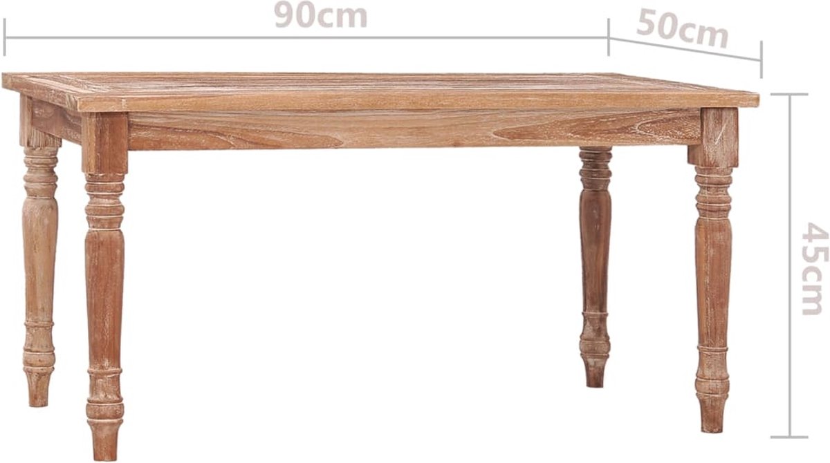 Vidaxl Salontafel Batavia 90x50x45 Cm Massief Teakhout Whitewash - Bruin