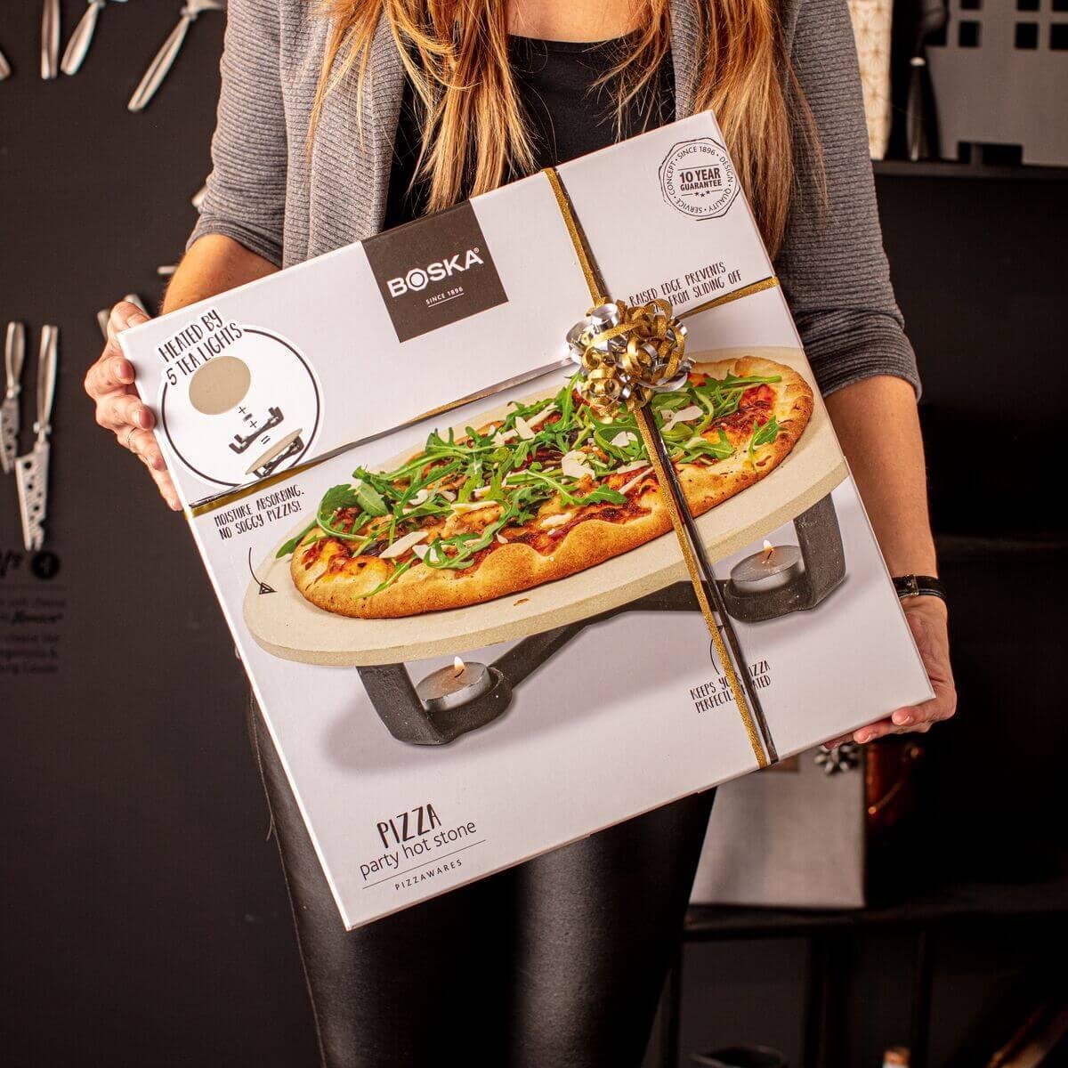 Boska Pizza Party Hot Stone - Pizzasteen Met Onderstel - Houdt Pizza Warm - Knapperige Pizzabodems