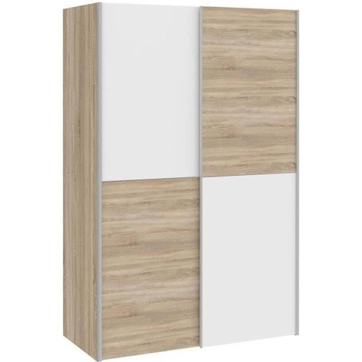 Cstore Kledingkast Met 2 Schuifdeuren - Mat Wit En Eiken Decor - L 120 X D 61,2 X H 190,5 Cm - Ozzula