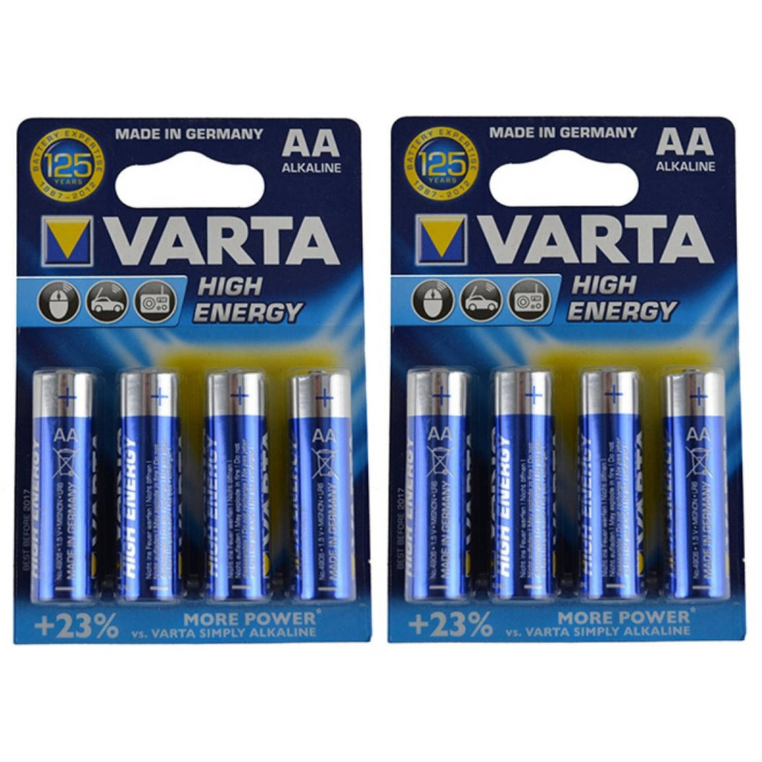 20x Varta Alkaline Aa Batterijen High Energy 1.5 V - Penlites Aa Batterijen