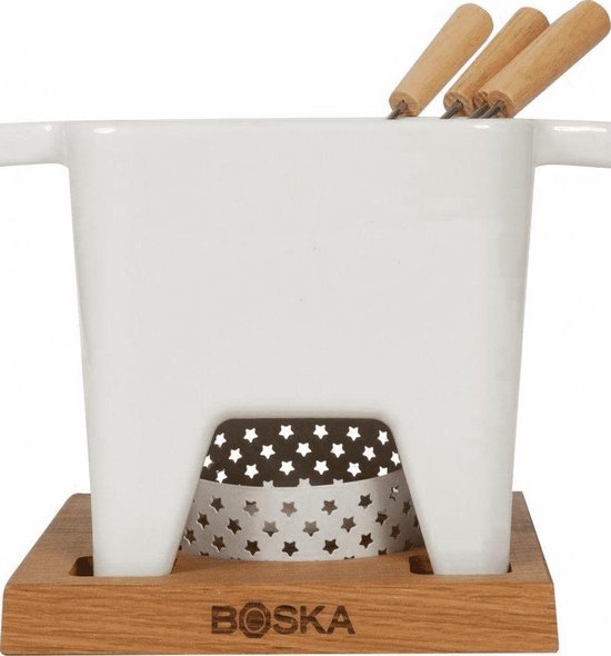 Boska Tapas Fondue Bianco L - Fondueset - Verwarmd Door Waxinelichtje - Mag In Vaatwasser - 600 Ml - Bruin