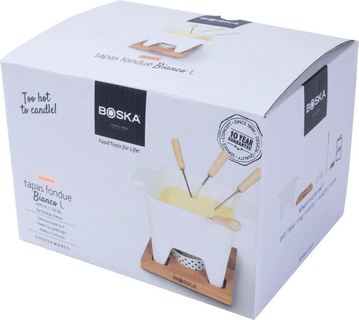 Boska Tapas Fondue Bianco L - Fondueset - Verwarmd Door Waxinelichtje - Mag In Vaatwasser - 600 Ml - Bruin