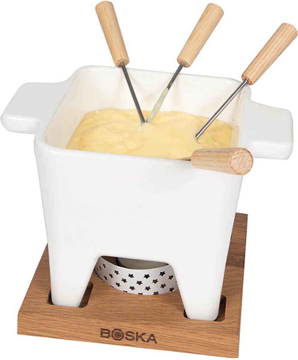 Boska Tapas Fondue Bianco L - Fondueset - Verwarmd Door Waxinelichtje - Mag In Vaatwasser - 600 Ml - Bruin