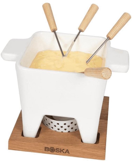 Boska Tapas Fondue Bianco L - Fondueset - Verwarmd Door Waxinelichtje - Mag In Vaatwasser - 600 Ml - Bruin