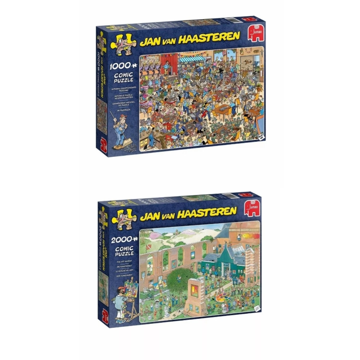 Jumbo Jan Van Haasteren - Puzzelset - Nk Puzzelen 1000 Stukjes & De Kunstmarkt 2000 Stukjes