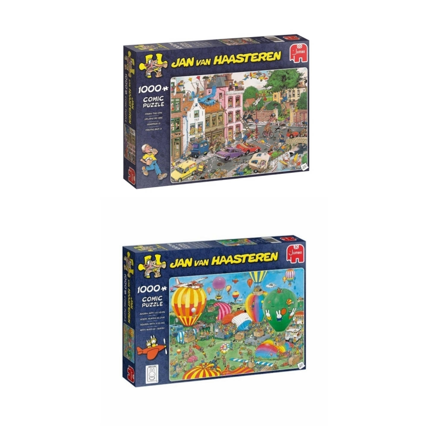 Jumbo Jan Van Haasteren Puzzelbundel - 2 Stuks - Vrijdag De 13e 1000 Stukjes & Hoera! Nijntje 65 Jaar 1000 Stukjes