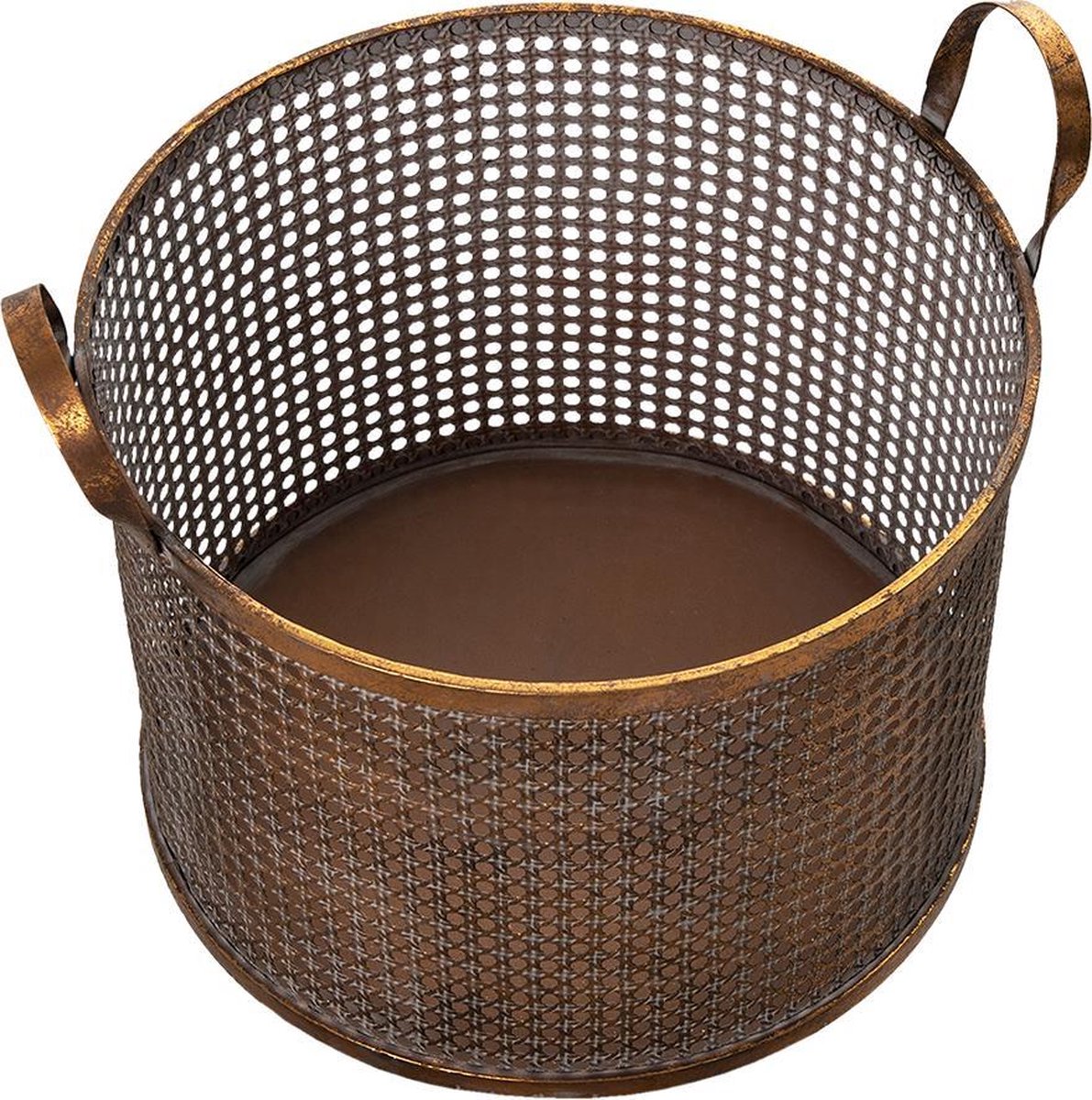 Clayre & Eef Opbergmand 34*37*42 Cm Koperkleurig Ijzer Rond Mand Koperkleurig Mand