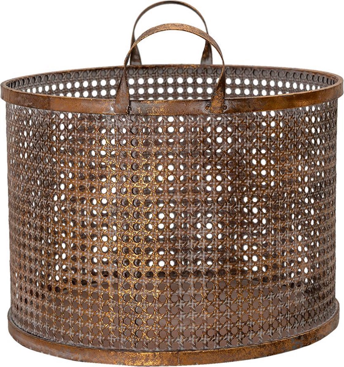 Clayre & Eef Opbergmand 34*37*42 Cm Koperkleurig Ijzer Rond Mand Koperkleurig Mand